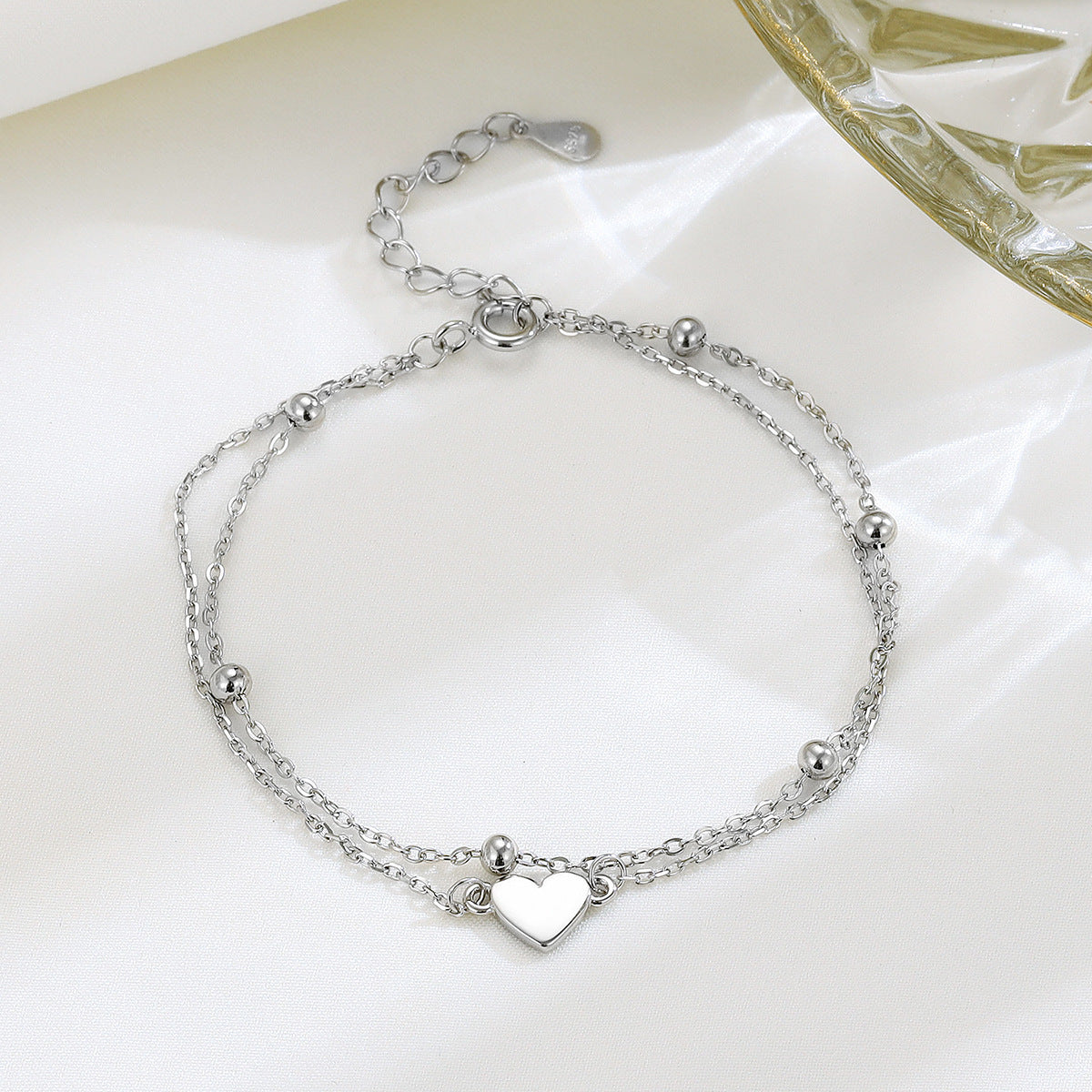 Bracciale Doppi Strati a Cuore in Argento Sterling S925
