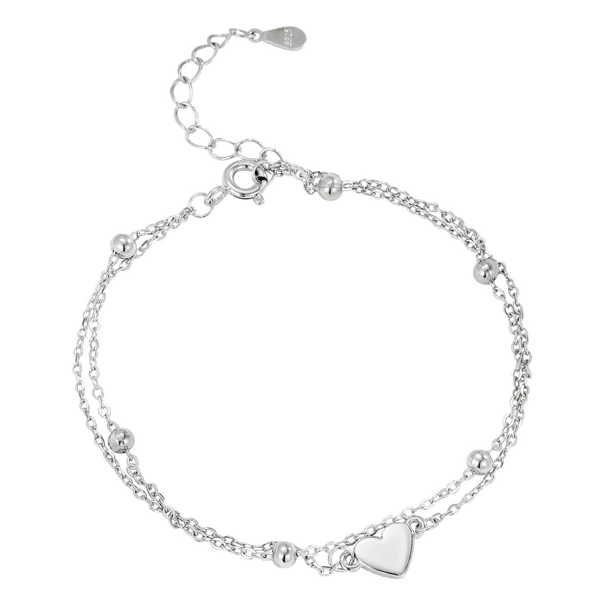 Bracciale Doppi Strati a Cuore in Argento Sterling S925