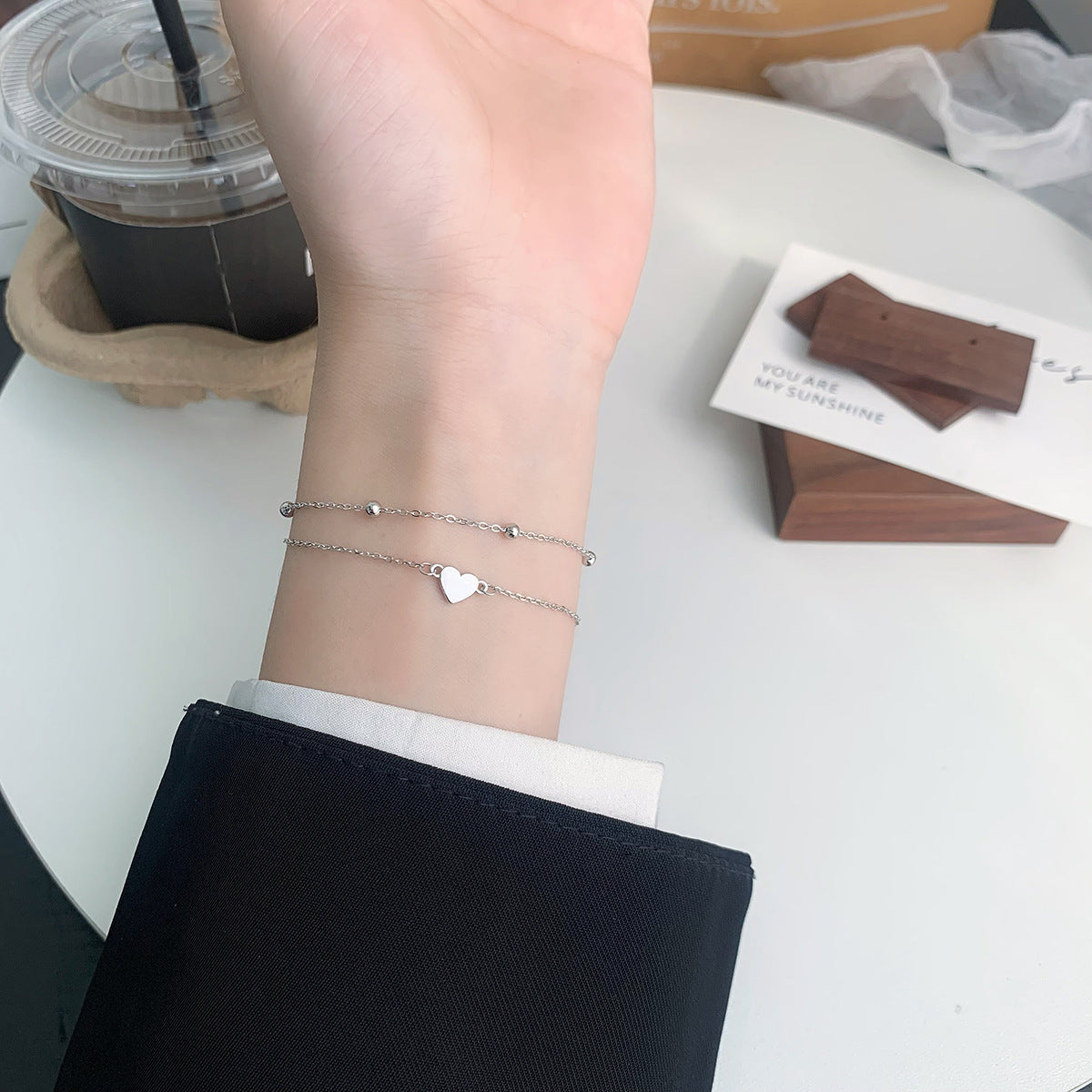 Bracciale Doppi Strati a Cuore in Argento Sterling S925