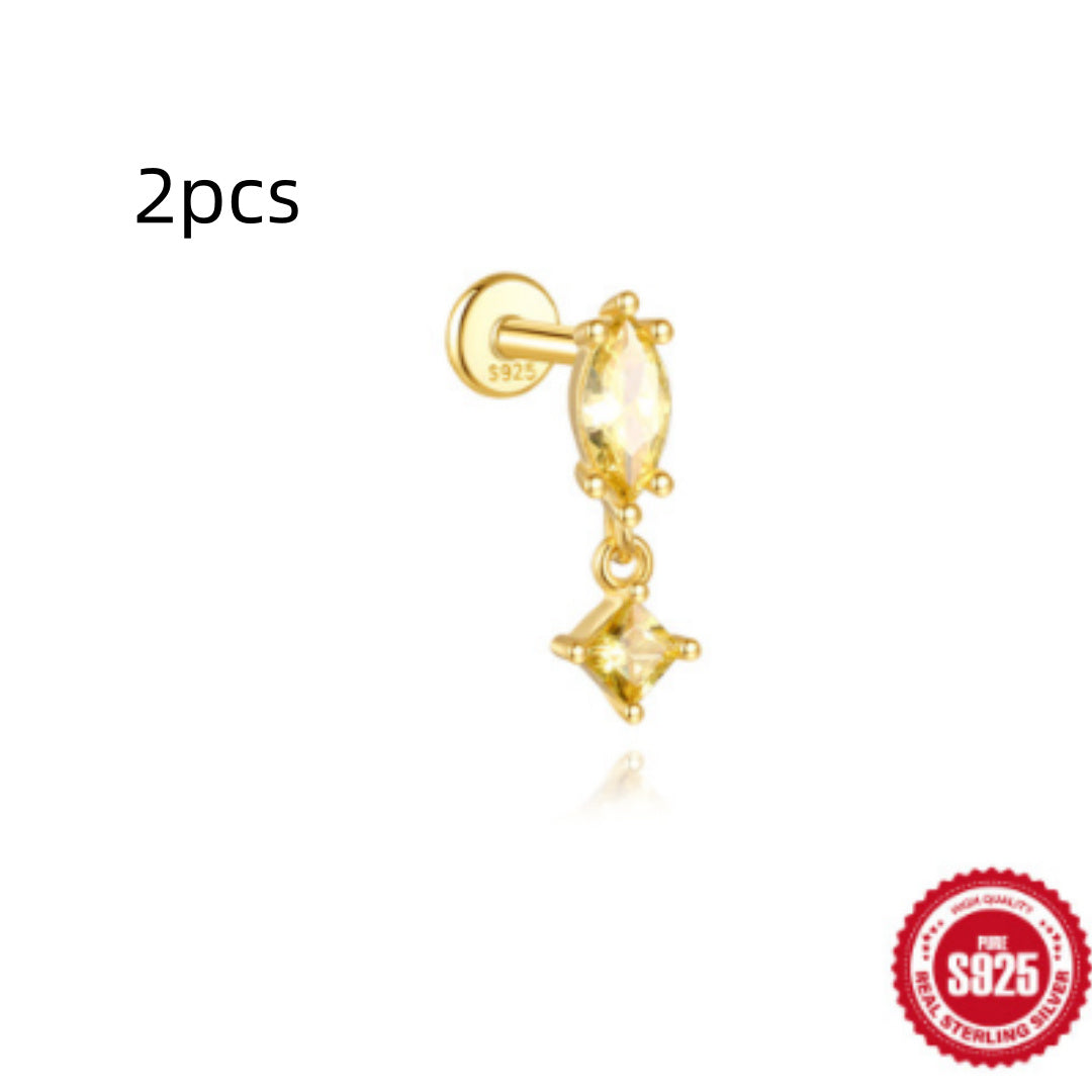 Orecchini a Goccia in Argento Sterling S925 con Design a Spirale Piatta