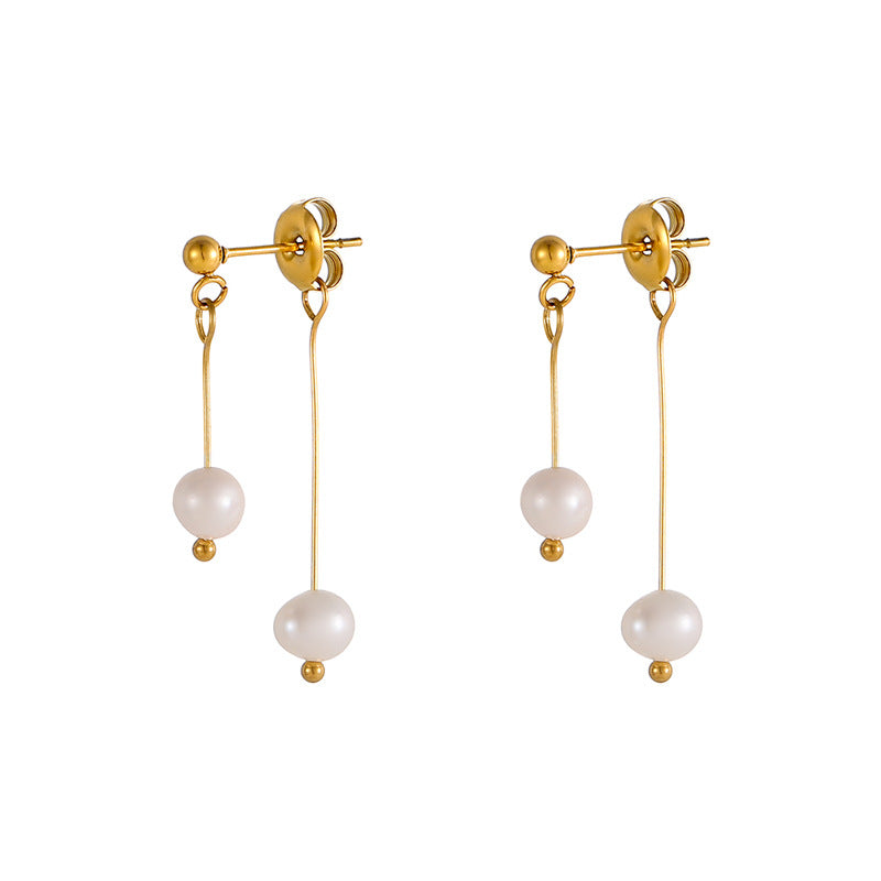 Orecchini a Doppia Perla Naturale d’Acqua Dolc