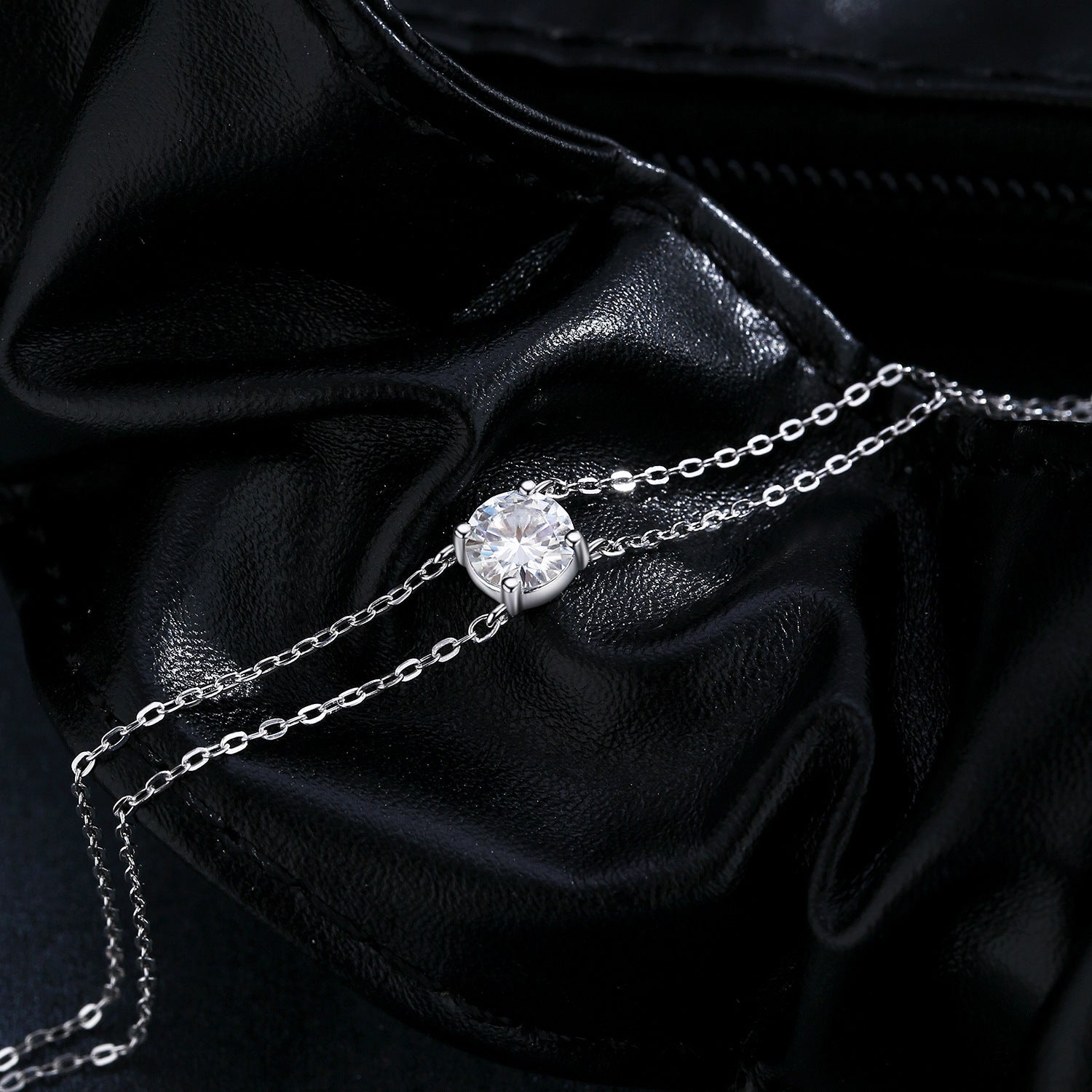 Bracciale Doppi Strato in Argento 925 con Moissanite 1 Carato