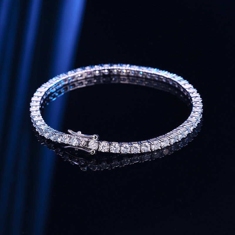 Bracciale da tennis con 10 punti di moissanite in argento sterling S925