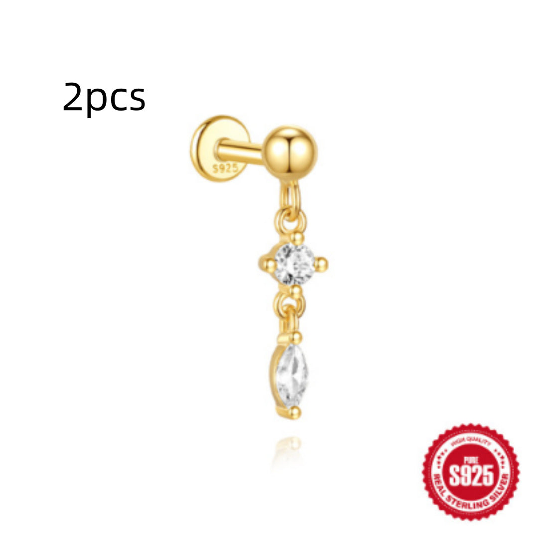 Orecchini a Goccia in Argento Sterling S925 con Design a Spirale Piatta