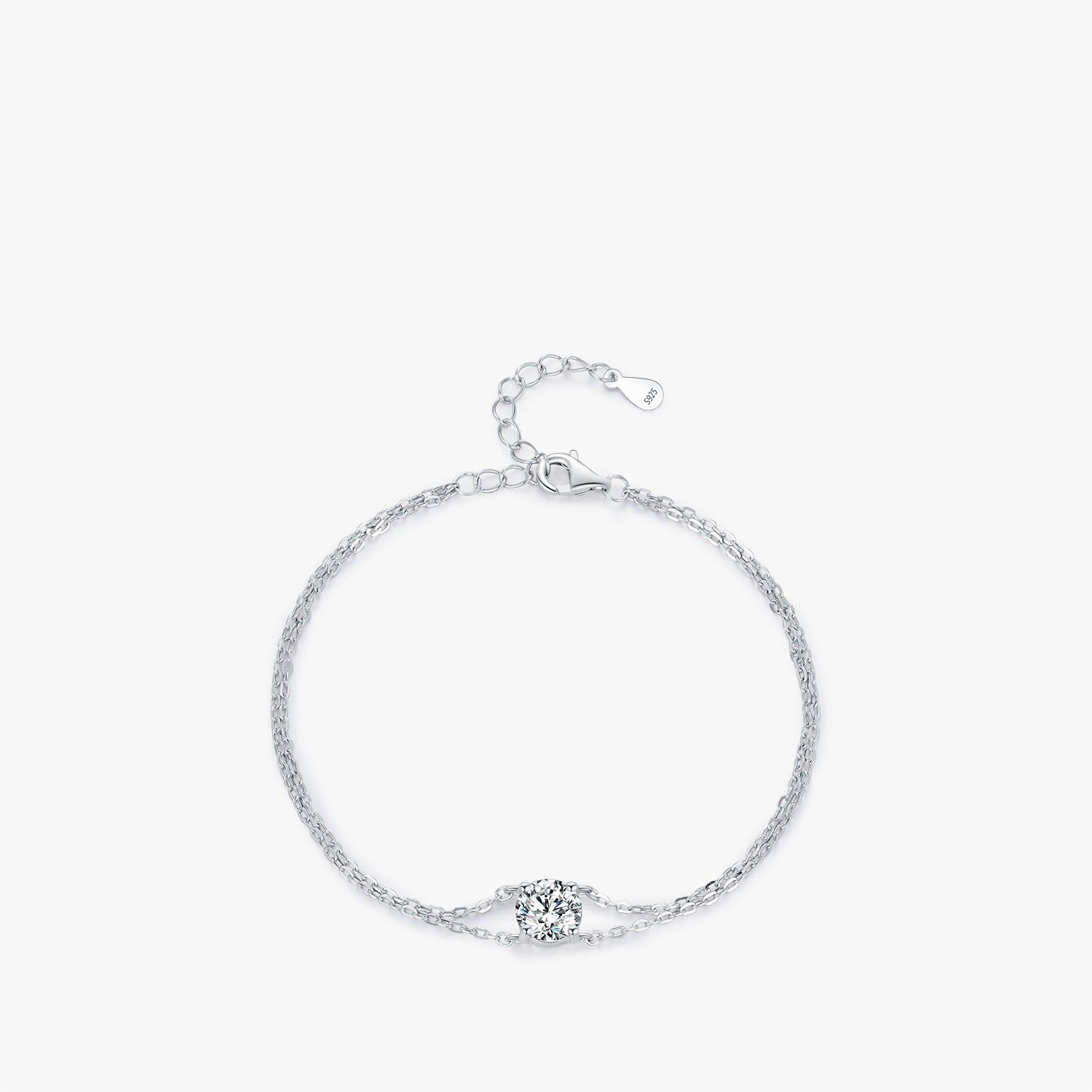 Bracciale Doppi Strato in Argento 925 con Moissanite 1 Carato