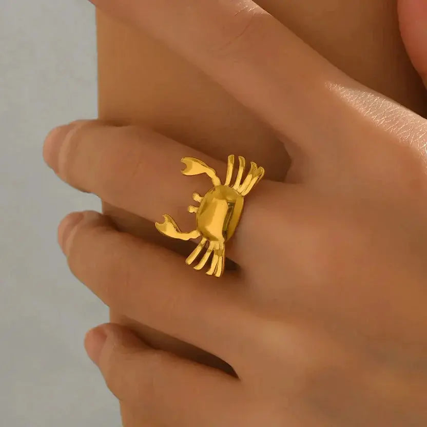 Anello-placcato-oro-18k-Lxalry-Design-Granchio-Specchio gioielliperfetti.it