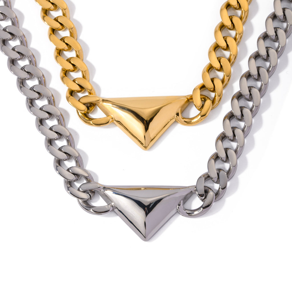 Collana triangolare in acciaio inossidabile oro 18 carati