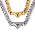 Collana triangolare in acciaio inossidabile oro 18 carati