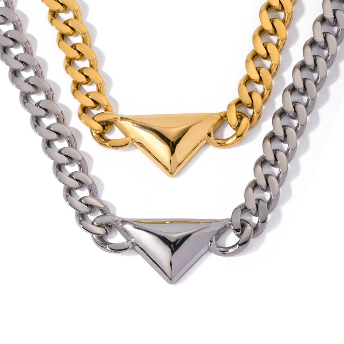 Collana triangolare in acciaio inossidabile oro 18 carati