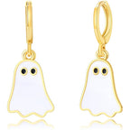 Orecchini Huggie a Cerchio in Oro a Forma di Fantasma
