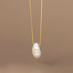 Collana in Argento S925 con Perla Piatta Irregolare