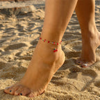 Collana, Bracciale e Cavigliera con Ciondolo a Ciliegia Rossa