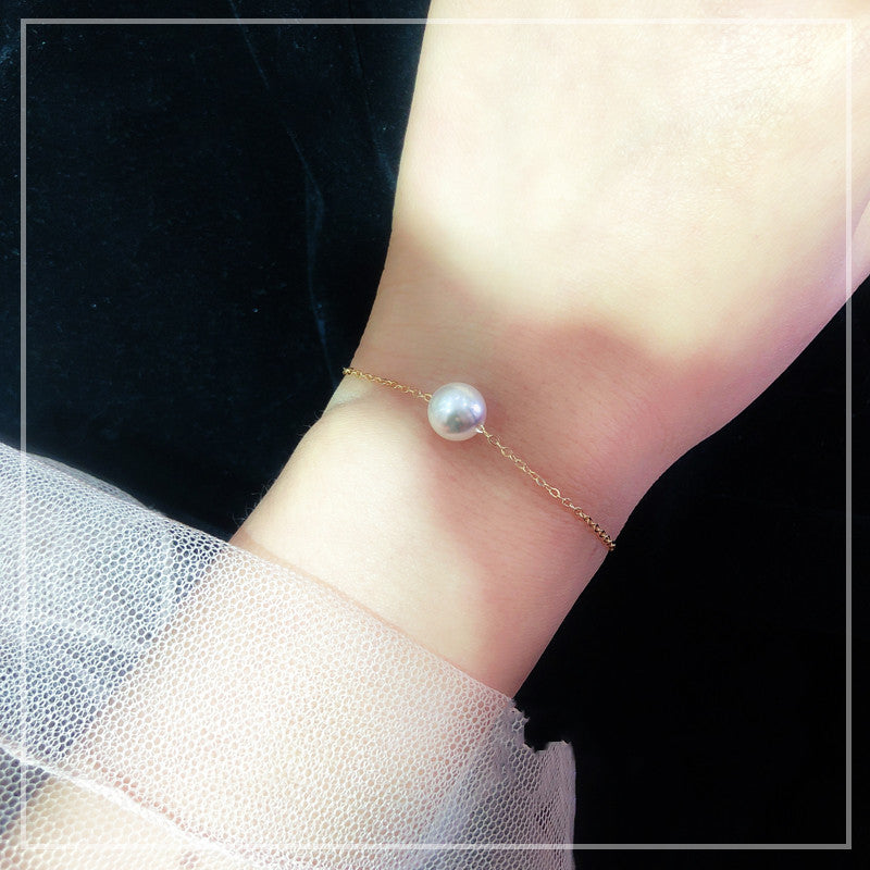 Bracciale Singolo in Oro 18K con Perla di Mare Giapponese Akoya