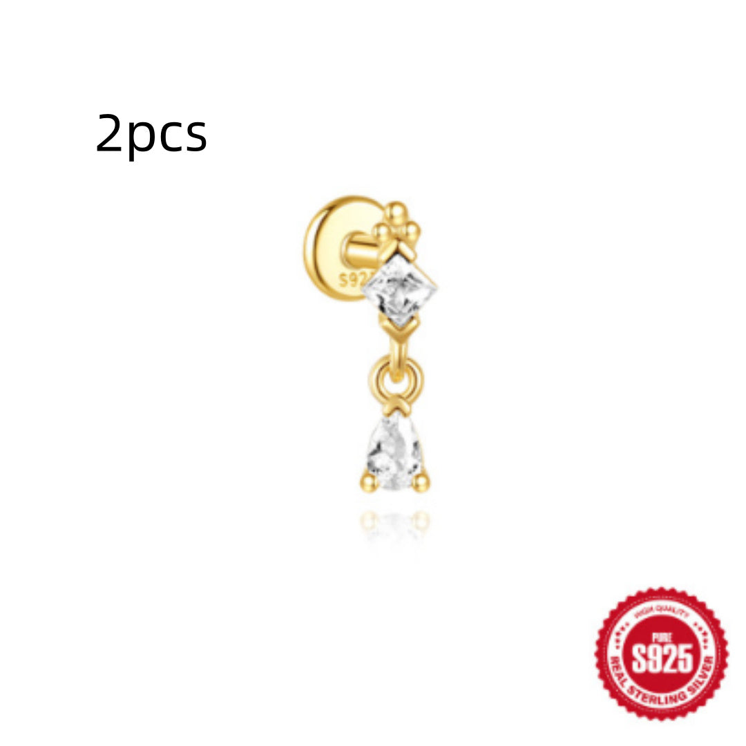 Orecchini a Goccia in Argento Sterling S925 con Design a Spirale Piatta