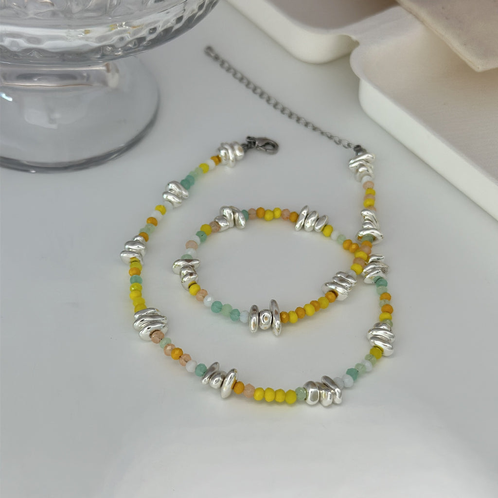 Collana in Argento con Piccoli Pezzi Irregolari