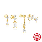Orecchini a Goccia in Argento Sterling S925 con Design a Spirale Piatta