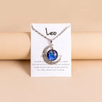 Collana Donna con Ciondolo Luna e 12 Charms Zodiaco in Vetro