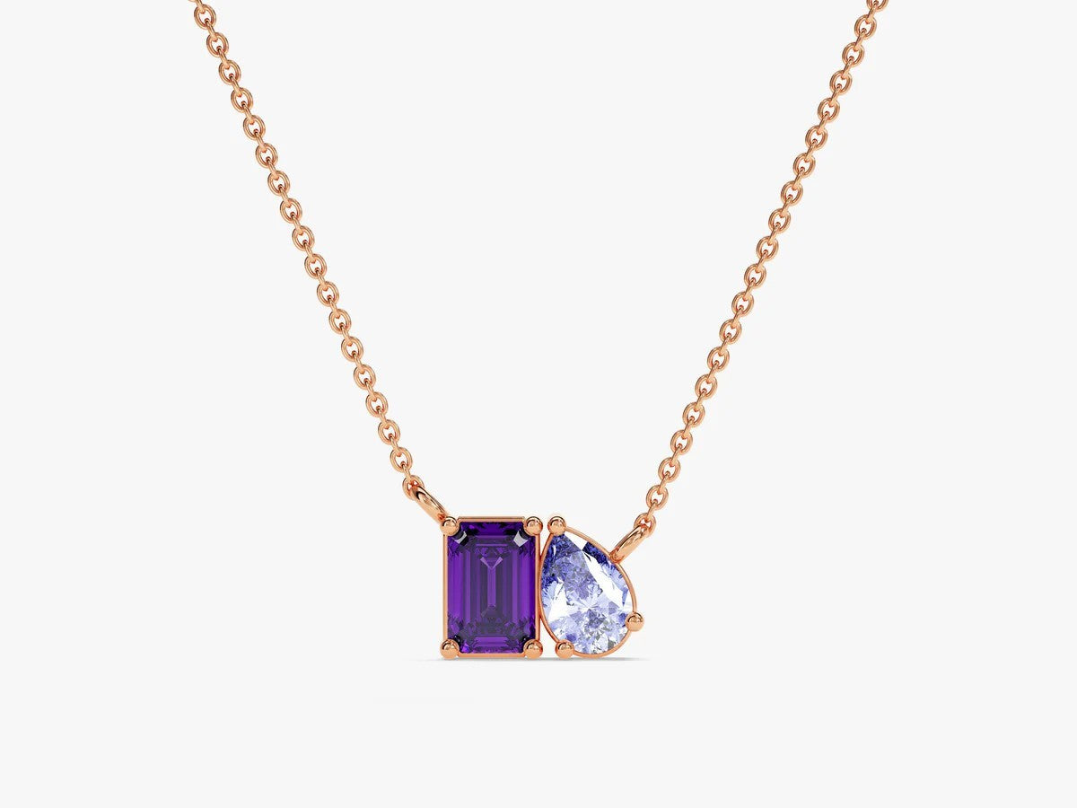 Collana Semplice con Zircone a Goccia Rettangolare