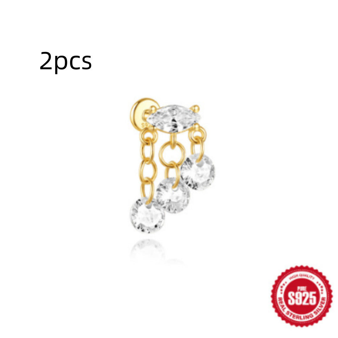 Orecchini a Goccia in Argento Sterling S925 con Design a Spirale Piatta