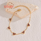 Bracciale in Acciaio Inossidabile con Cuore Smaltato