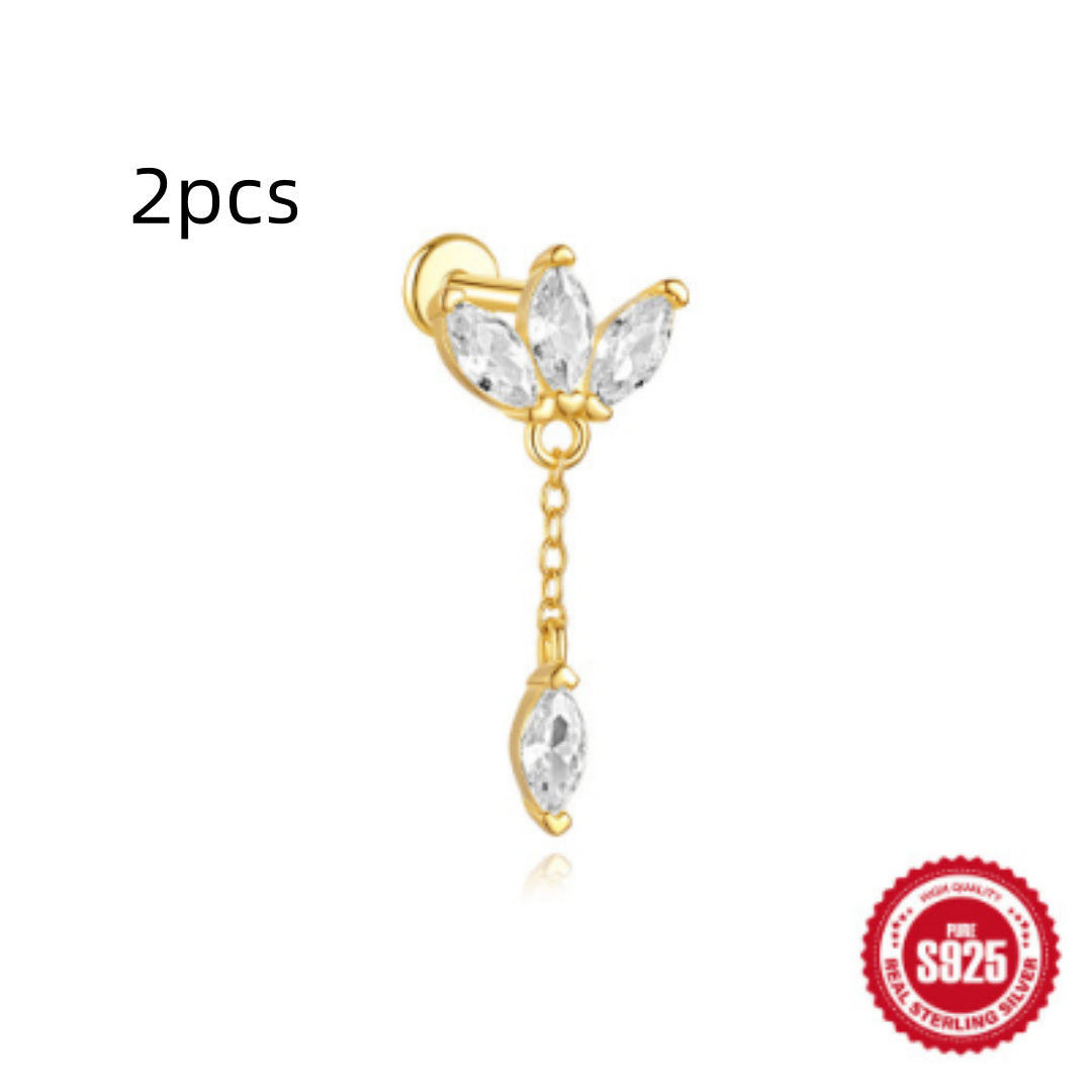 Orecchini a Goccia in Argento Sterling S925 con Design a Spirale Piatta