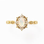 Anello in argento 925 da donna con gioielli placcati in oro 10K, gioielli vintage