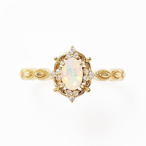 Anello in argento 925 da donna con gioielli placcati in oro 10K, gioielli vintage