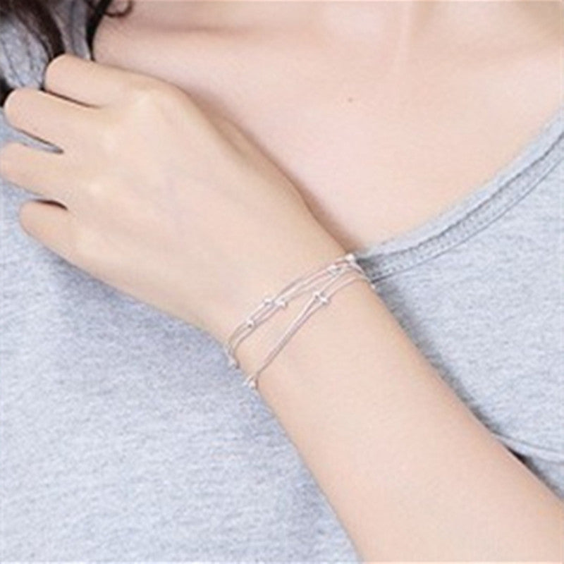 Bracciale a Più Strati con Perline in Argento Sterling S925 da Donna