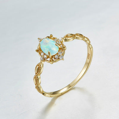 Anello in argento 925 da donna con gioielli placcati in oro 10K, gioielli vintage