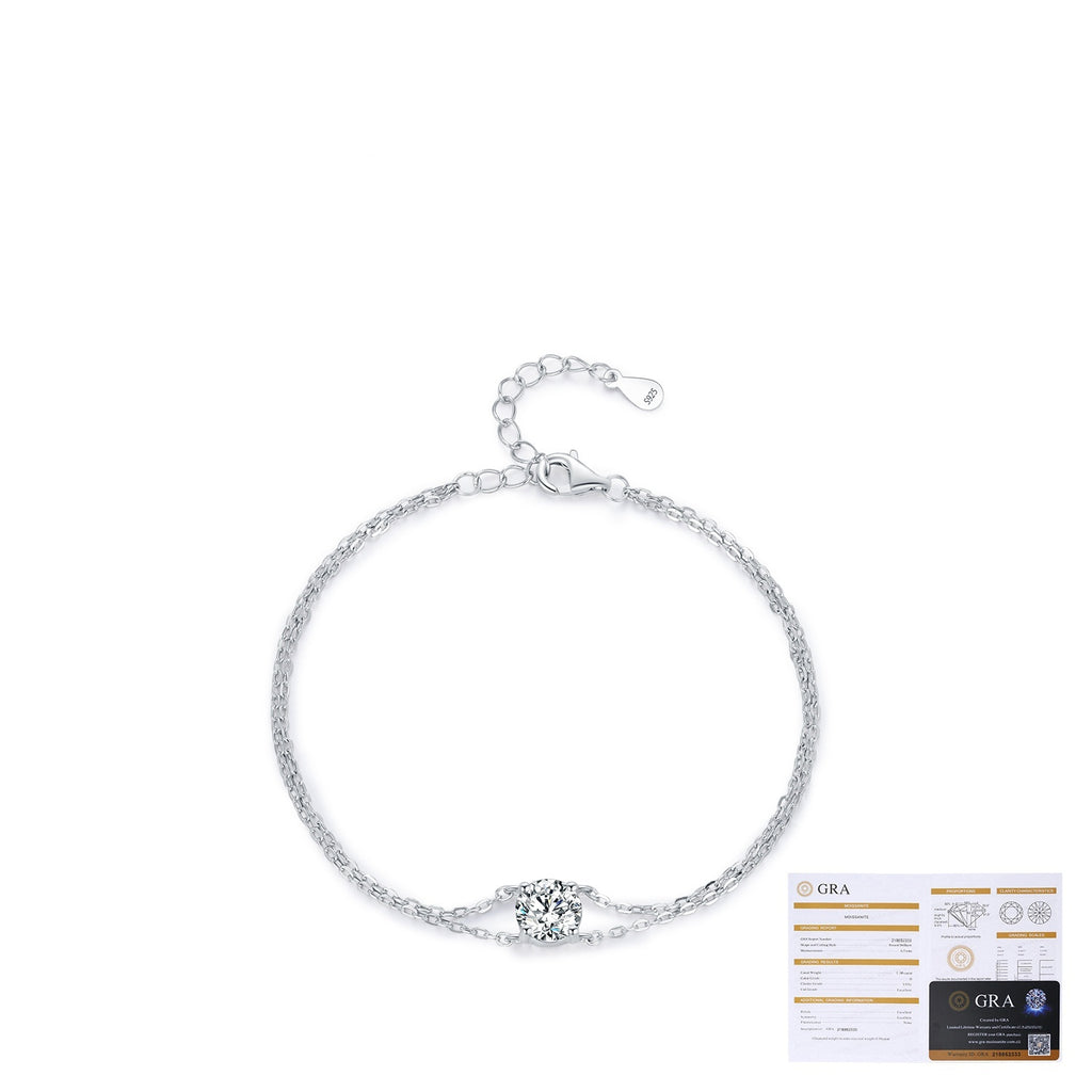 Bracciale Doppi Strato in Argento 925 con Moissanite 1 Carato