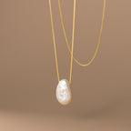 Collana in Argento S925 con Perla Piatta Irregolare