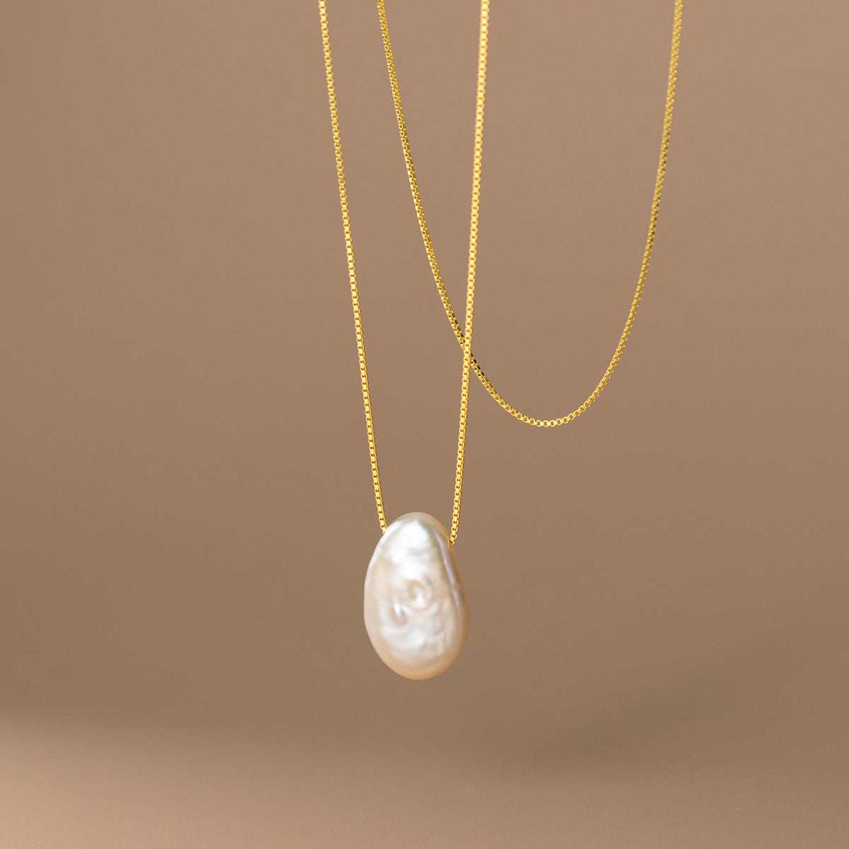 Collana in Argento S925 con Perla Piatta Irregolare