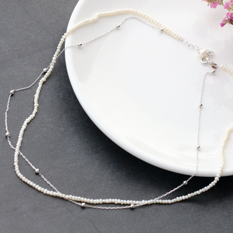 Collana con Piccola Perla Naturale Placcata Oro