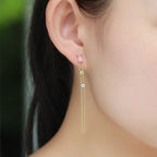 Orecchini Doppi con Cristallo Naturale e Nappine per Donna