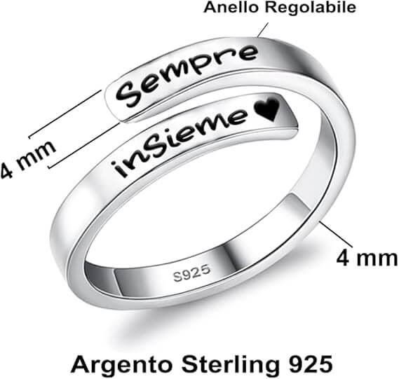 💝 anello regalo patner argento 925 - Sempre Insieme ✨ Regalo Romantico Donna - gioielliperfetti.it