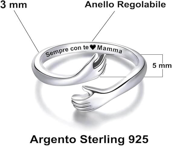 💝 Anello Argento 925 Sempre con Te Mamma ✨ Regalo Speciale Donna - gioielliperfetti.it