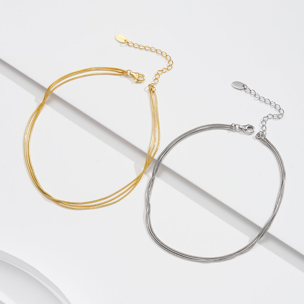 Cavigliera a 3 Strati in Argento Sterling S925 da Donna