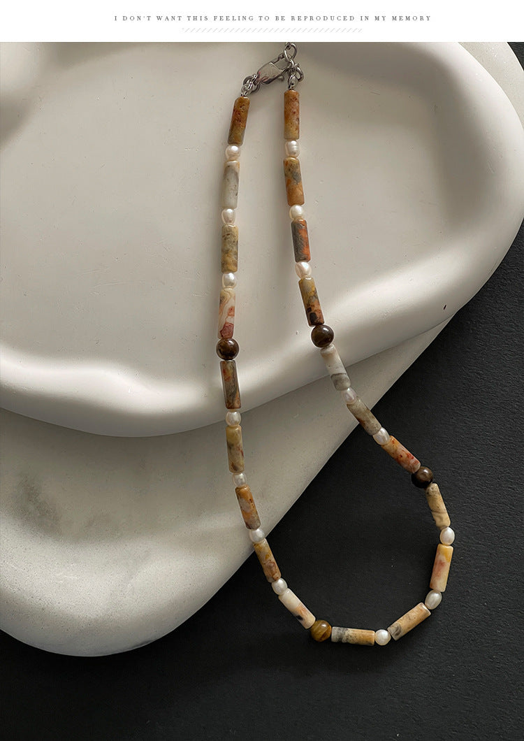 Collana da Donna con Perle d’Acqua Dolce e Occhio di Tigre