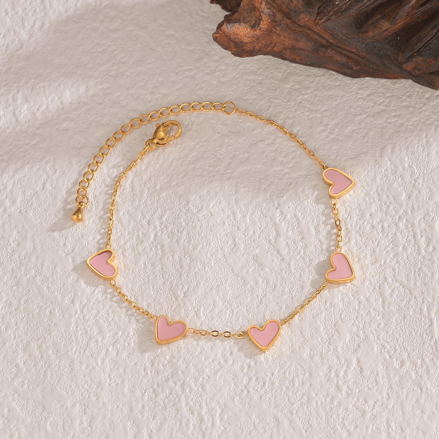 Bracciale in Acciaio Inossidabile con Cuore Smaltato