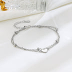 Bracciale Doppi Strati a Cuore in Argento Sterling S925