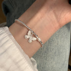 Bracciale da Donna in Argento Sterling S925 con Farfalla, Perle e Argento