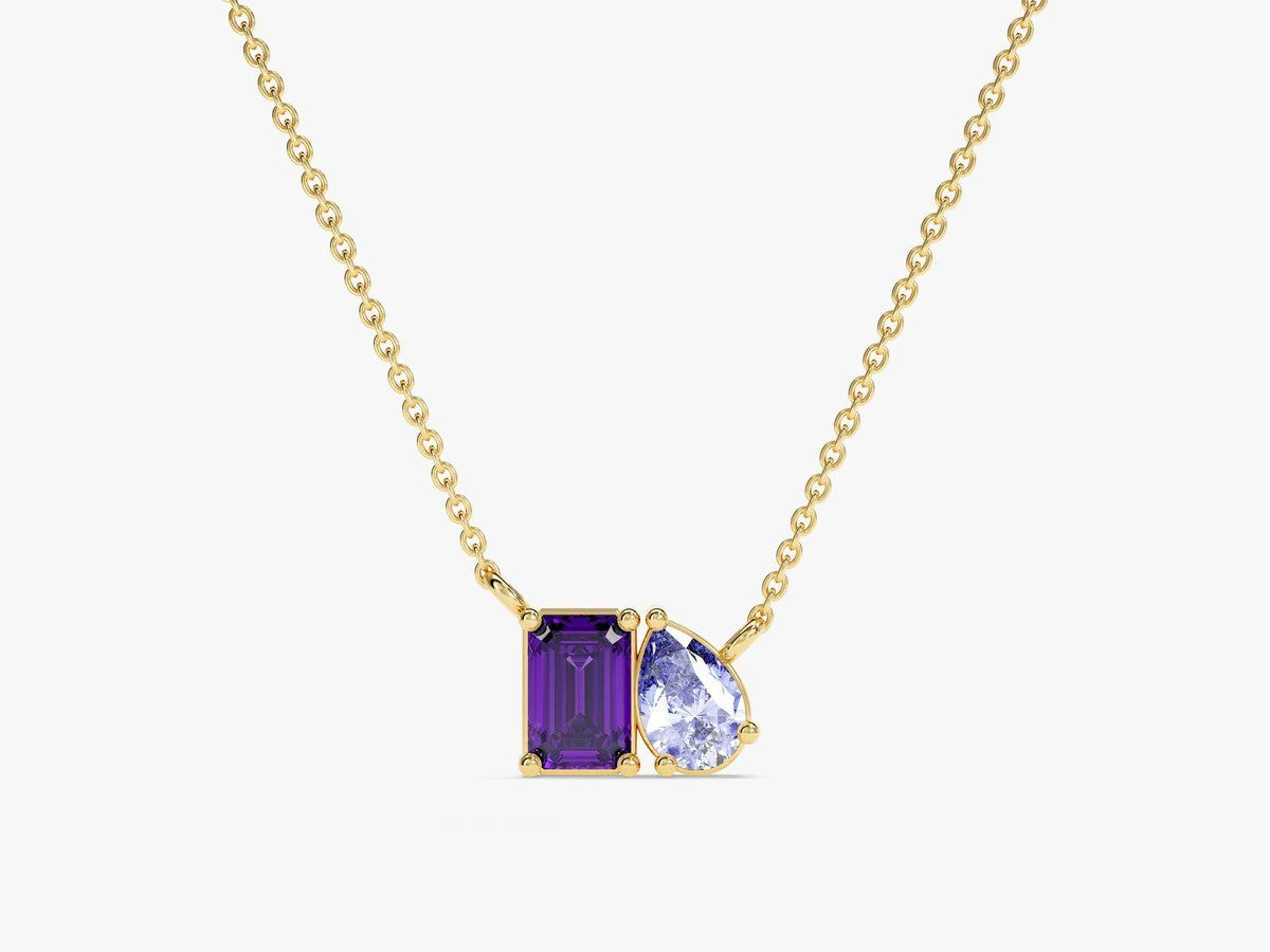 Collana Semplice con Zircone a Goccia Rettangolare