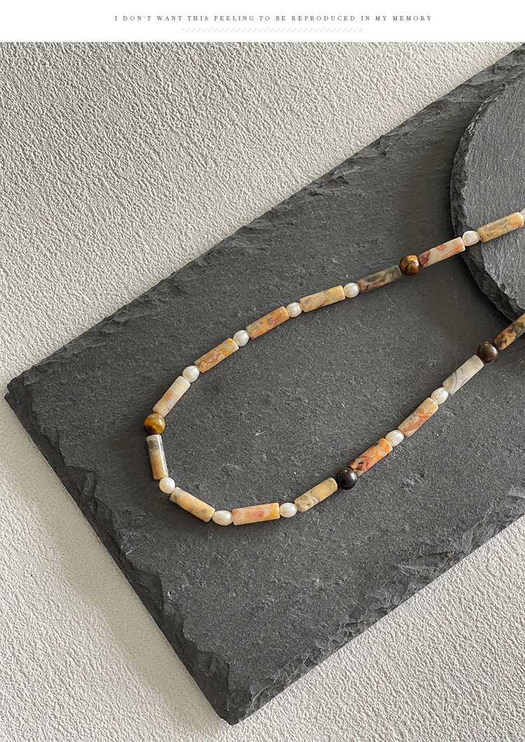 Collana da Donna con Perle d’Acqua Dolce e Occhio di Tigre