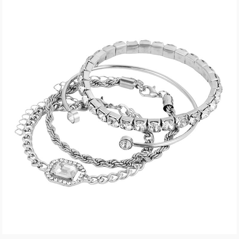 Set di 4 Braccialetti con Cristalli in Stile Boho per Donna