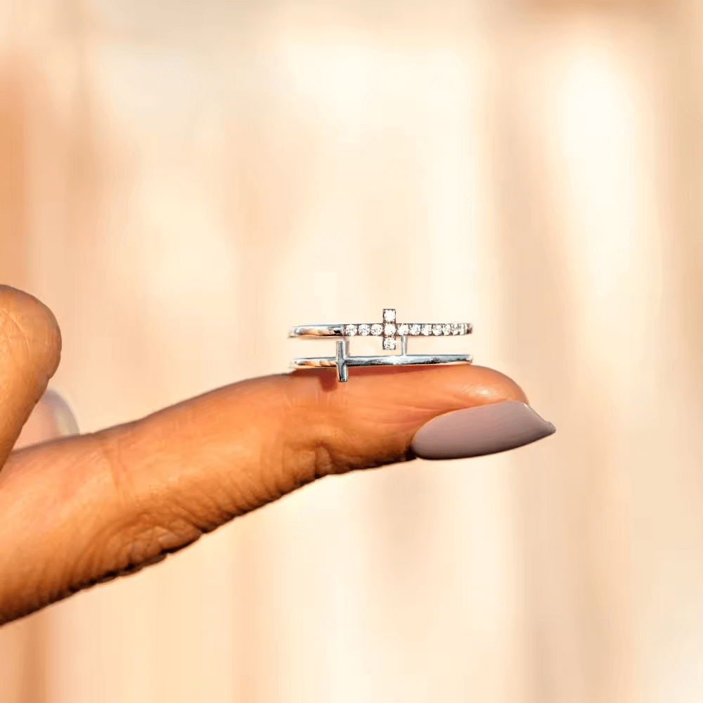 💝 Anello Donna Argento 925 Per Mia Figlia - Croce ✨ Regalo Speciale - gioielliperfetti.it