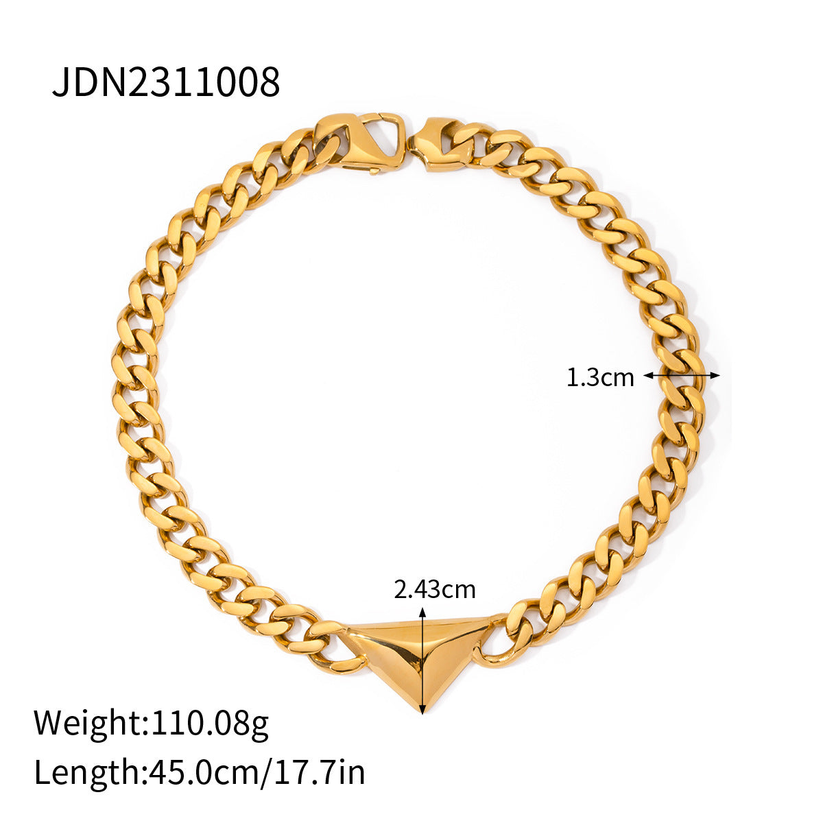 Collana triangolare in acciaio inossidabile oro 18 carati
