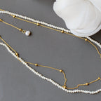 Collana con Piccola Perla Naturale Placcata Oro