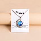 Collana Donna con Ciondolo Luna e 12 Charms Zodiaco in Vetro