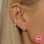 Orecchini a Goccia in Argento Sterling S925 con Design a Spirale Piatta