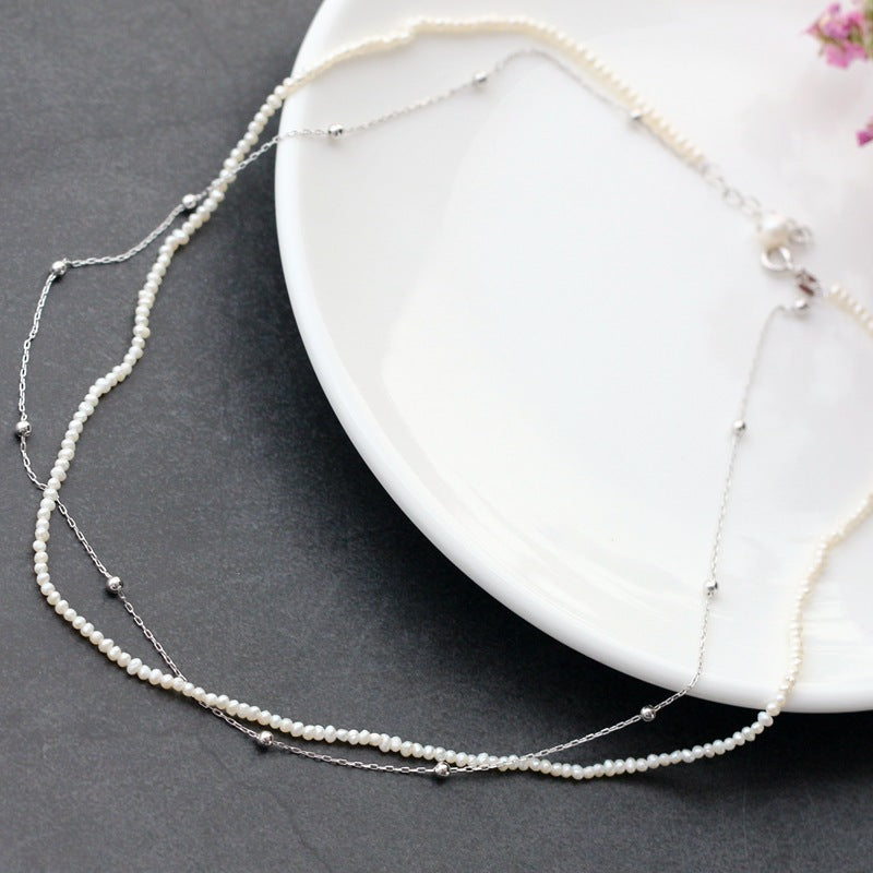 Collana con Piccola Perla Naturale Placcata Oro